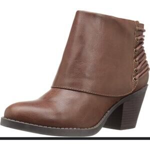 Womens Rampage Tailspin Lace-up Stacked 2.5 in Heel Booties Chestnut Brown 8.5 M